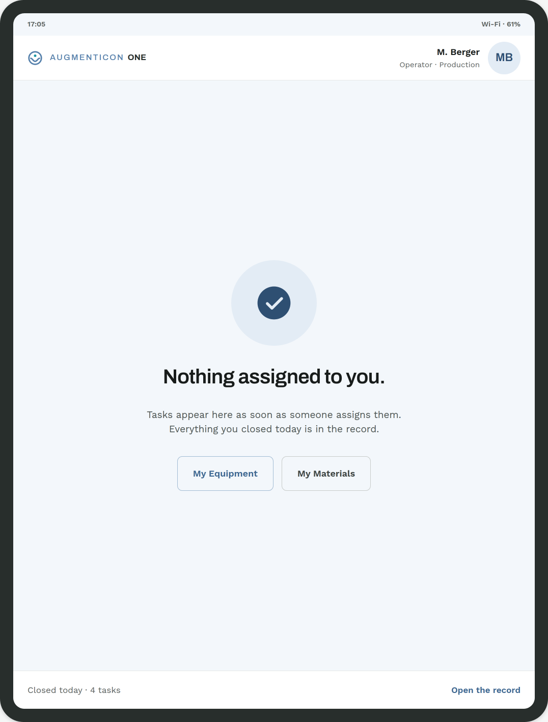 Empty state: nothing assigned, stated plainly.